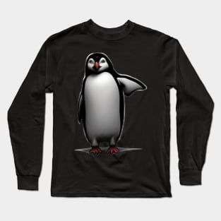 Cute penguin waving Long Sleeve T-Shirt